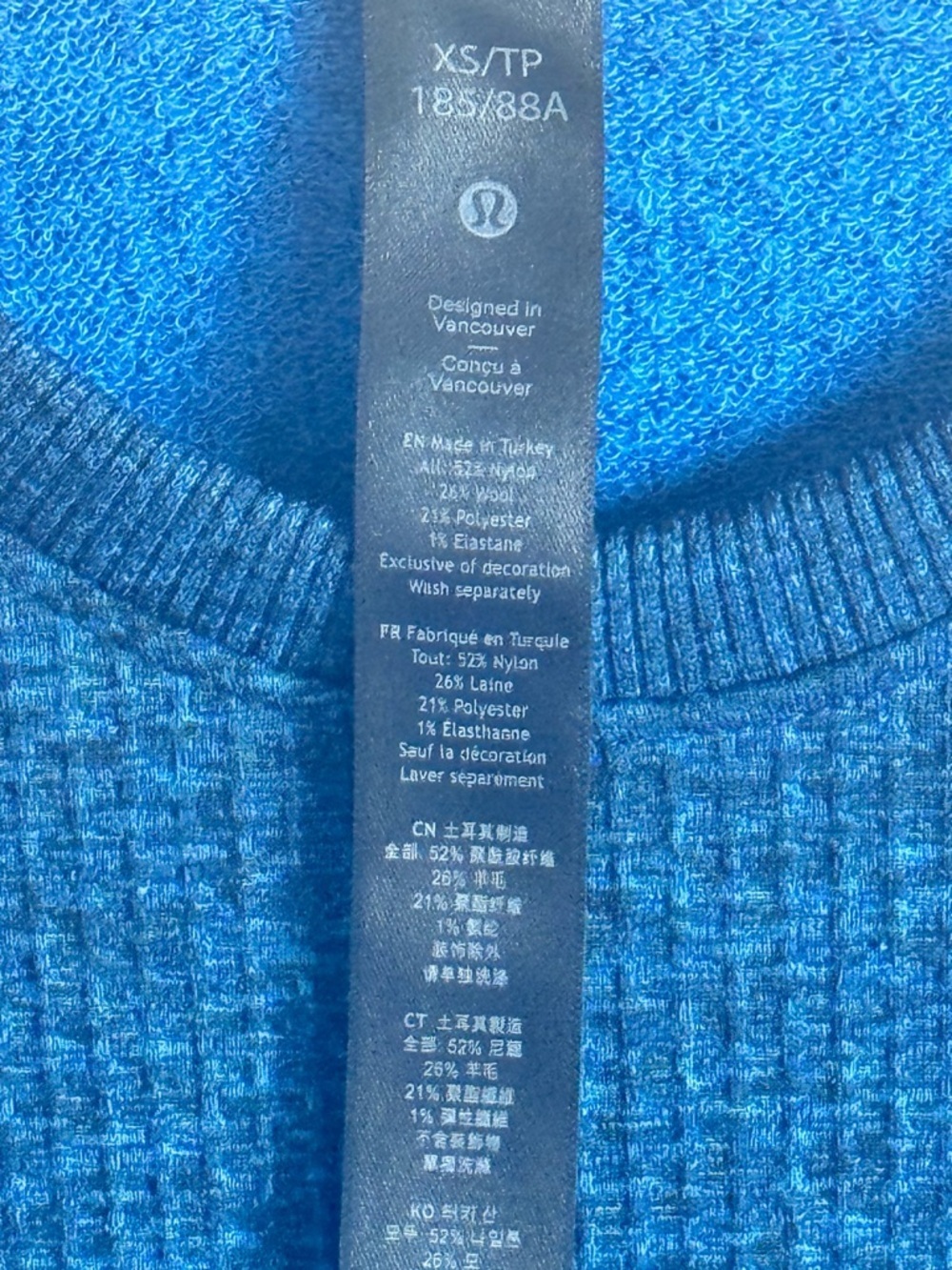 Lululemon Engineered Warmth Long Sleeve Crew  Night Sea / Soft Denim Blue XS - Picture 7 of 7